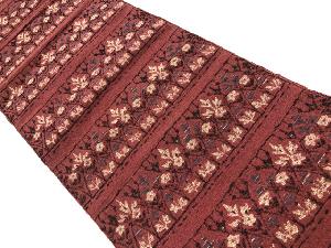 リサイクル　横段に花模様織出し名古屋帯